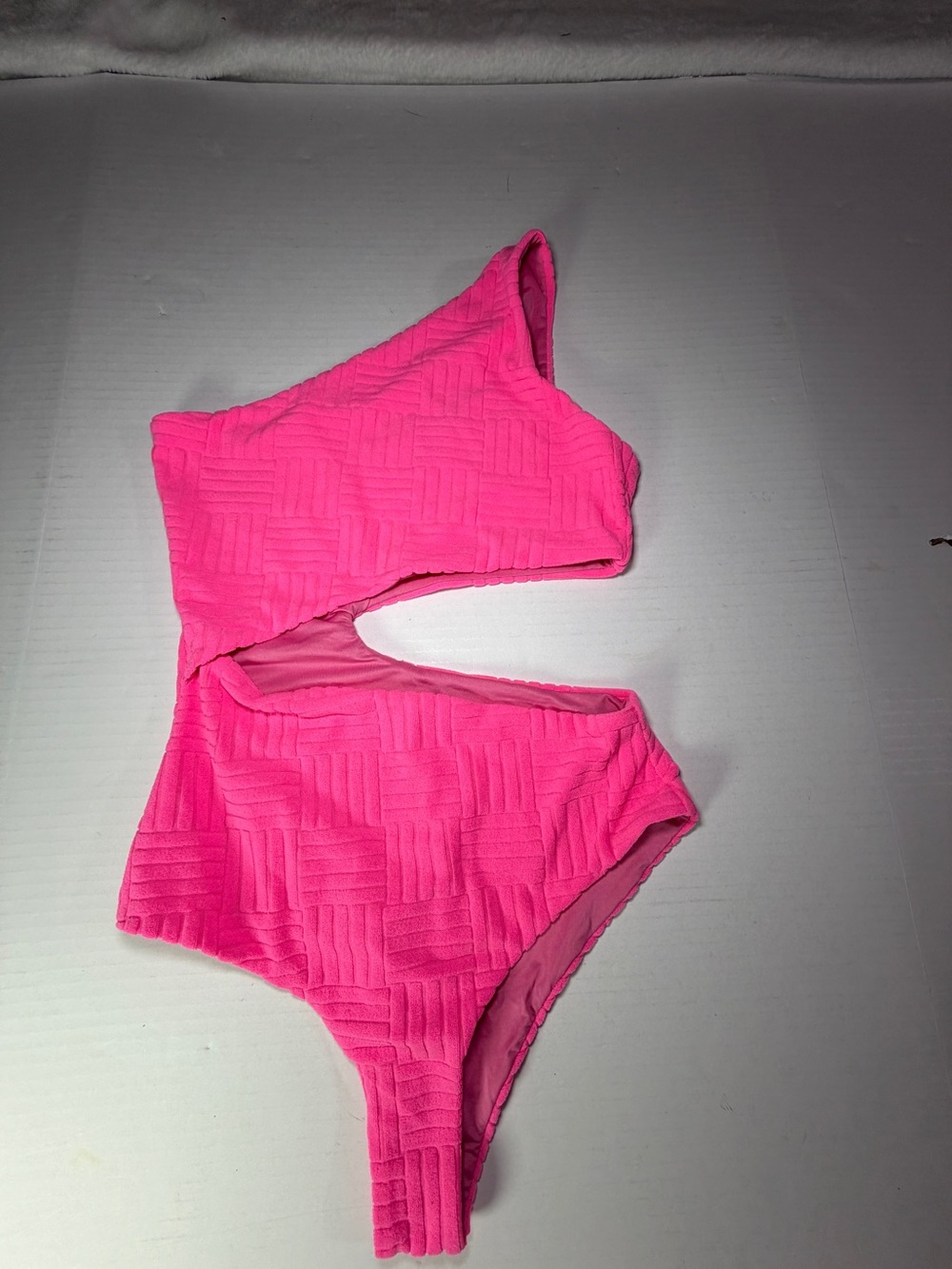 Beach Riot Celine NWOT Hot Pink One-Shoulder Cutout Textured One-Piece